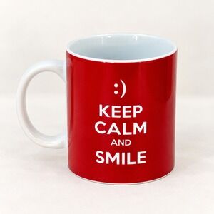 Soho Loft Keep Calm and Smile Coffee Mug Red Aesthetic Unisex OS Retro Y2K Mug